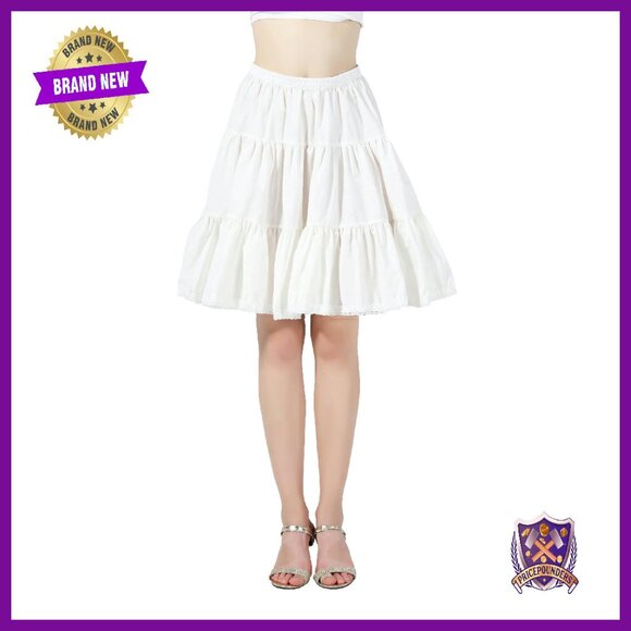 100% Cotton Tiered A-Line Skirt Retro Medieval Style Half Slip
